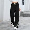 thumbnail image 5 of BRDFRL Y2K Vintage Track Pants Women Low Waist Side Striped Drawstring Straight Leg Loose Fit Joggers Black S, 5 of 8