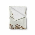 thumbnail image 2 of Venice Soft Flannel Fleece Blanket, Stencil Art Display of Tranquil Venetian Landscape Bridge Buildings and Gondola, Cozy Plush for Indoor and Outdoor Use, 50" x 60", Burgundy Cream, by Ambesonne, 2 of 6