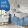 thumbnail image 2 of 36 Inch Drop Full XL Size Dorm Bed Mediterranean Blue Solid Bed Skirt Lightweight Ruffled Pattern Split Corner Premium Hotal Quality With Flexible Elastic & Fade Resistent, 2 of 7