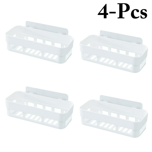 Coofit 4PCS Bathroom Storage Bins Wall Mounted Bathroom Storage Rack Storage Organizer