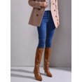thumbnail image 7 of DARING DIVA Women's Stylish Stiletto Heels Knee High Boots with Pointed Toe Brown 6, 7 of 7