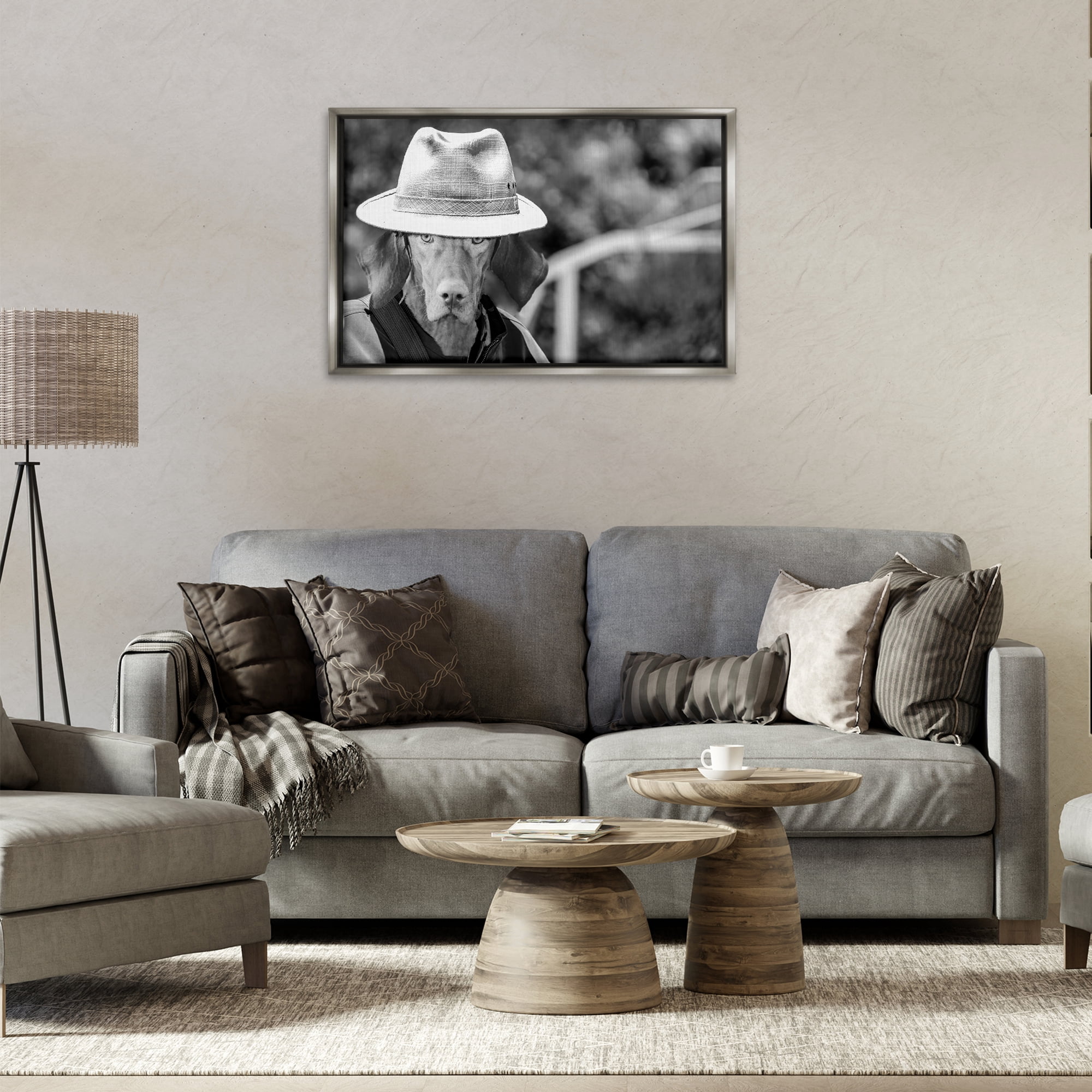 Stupell Industries Country Cowboy Dog Animals & Insects Photography Gray Floater Framed Canvas Art Print Wall Art, 31 x 21