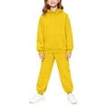 thumbnail image 4 of UACY Girls Boys Athletic Matching Sets Sweatsuit 2 Piece Tracksuit Jogging Suits Hooded Sweatshirt and Jogger Sweatpants Sweat Set (Yellow, 15-16 Years), 4 of 9