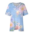 thumbnail image 4 of Pisexur Hauts pour Femmes, Hauts d'Été pour Femmes, Hauts Grande Taille pour Femmes, Hauts pour Dames Mode Été Sexy Imprimé Manches Courtes Col Rond Multicolore, 3TG, 4 of 7