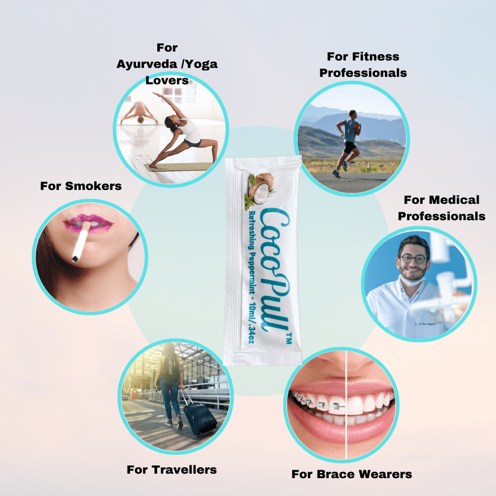 CocoPull Organic Oil Pulling is Coconut Oil and Peppermint Oil for Healthy Teeth & Gums, Bad Breath Remedy. Natural Teeth Whitening - 14 Packets per Box