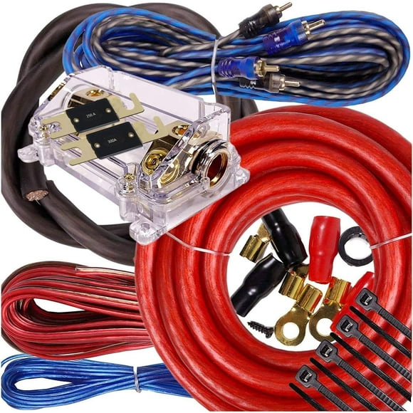 Kit Complet de Câblage d'Installation d'Amplificateur 5000W Gravity 0 Gauge Amp Pk2 0 Ga Bleu - pour Installateur et Amateur de Bricolage - Parfait pour Voiture/camion/moto/vtt/atv