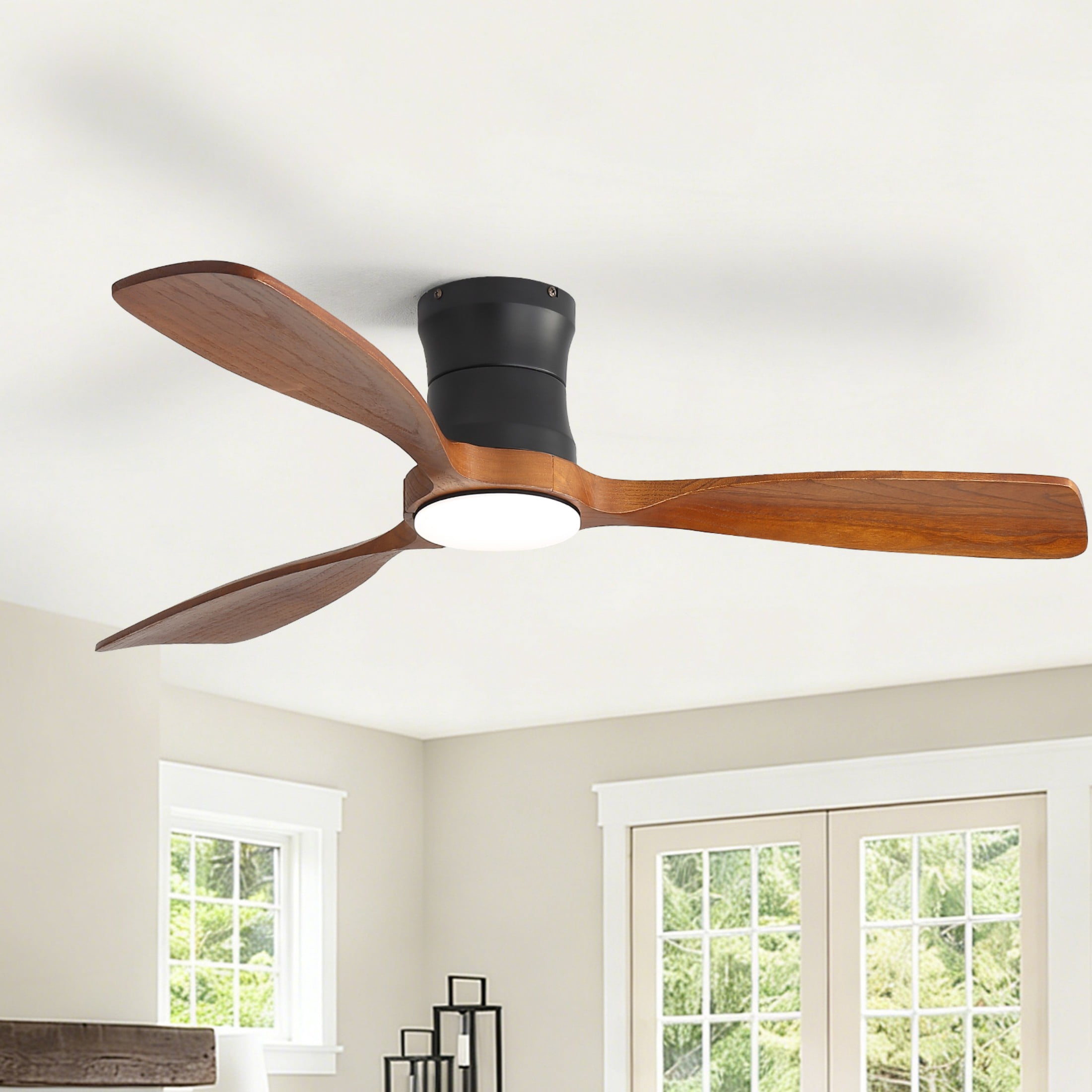 Sofucor 48-Inch Flush Mount Ceiling Fan with LED Light and Remote Control, Dimmable, ETL Certified