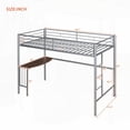 thumbnail image 3 of Twin Size Metal High-Rise Bed Frame with Built-in Desk and Guardrails, Silver, Bedroom, 3 of 12