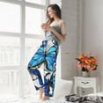 thumbnail image 5 of Cauagu Blue and White Butterflies Pajama Pants for Women Loose Fit Wide Leg Trouser Pants Casual Elastic Waist Drawstring Lounge Pants, 5 of 6