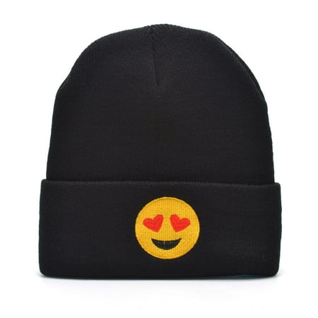 Etcbuys Emoji Embroidery Winter Warm Solft Knit Beanie Cap Lightweight ...