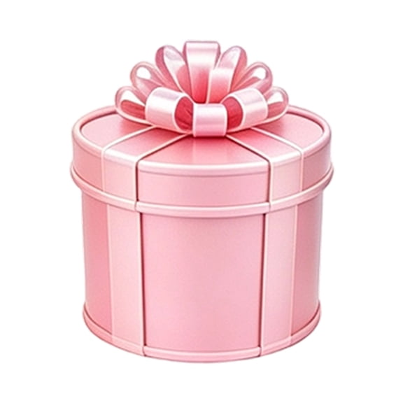 Round Pink Metal Christmas Decorative Storage Box, 9 Layer Stacking Surprise Gift Set for Holiday Party Favors and Treats