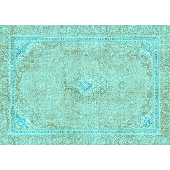 Ahgly Company Indoor Rectangle Abstract Light Blue Modern Area Rugs, 2' x 5'
