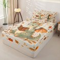 thumbnail image 2 of Homewish Cute Dino Zipper Twin Comforter Sets with Fitted Sheet and 2 Pillowcases,Autumn Leaves Zipper Bedding Set,Brown,Black Reversible,4pcs, 2 of 8