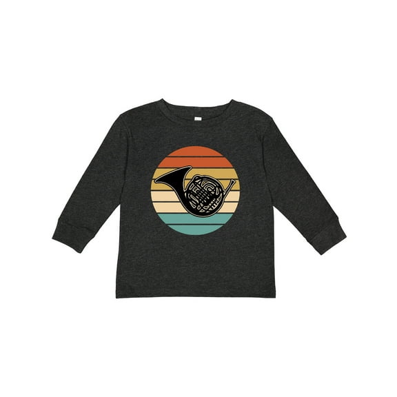 Inktastic French Horn Retro Music Gift Boys or Girls Long Sleeve Toddler T-Shirt