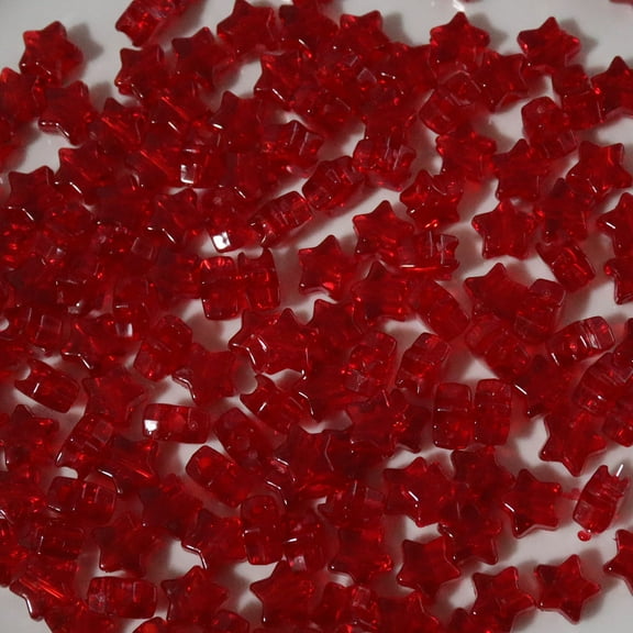 Star Beads Ruby Red Transparent 13mm Pony Beads Large Hole Made in USA