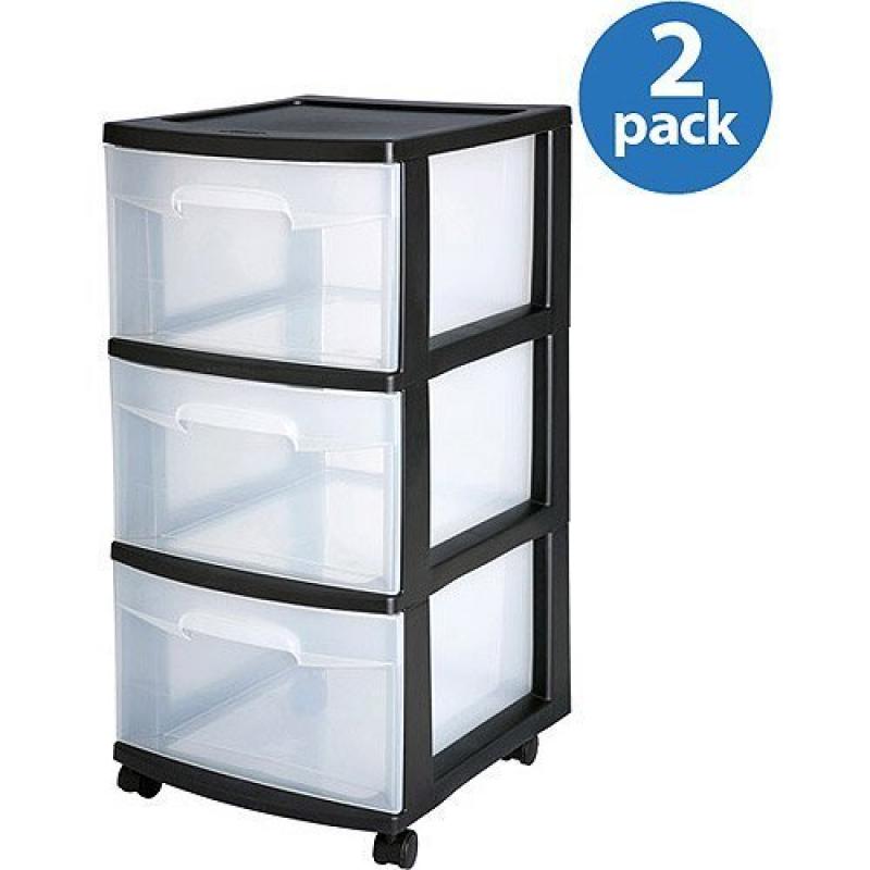 Sterilite 3 Drawer Medium Cart Set Of 2 Walmart Com