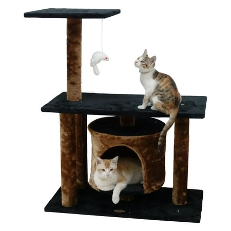 UPC: 0810602022078 | Go Pet Club Cat Tree & Condo Scratching Post Tower  Brown  38-in