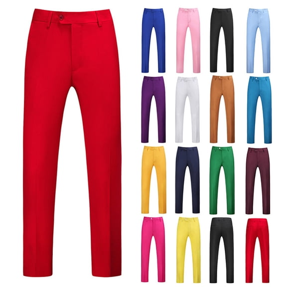 Blekii Men's Skinny Fit Suit Pants, Solid Color Formal Trousers with Zipper Fly, Lightweight Dress Pants for Weddings Or Office, Slim Tailored Look, Versatile Bottoms for Special