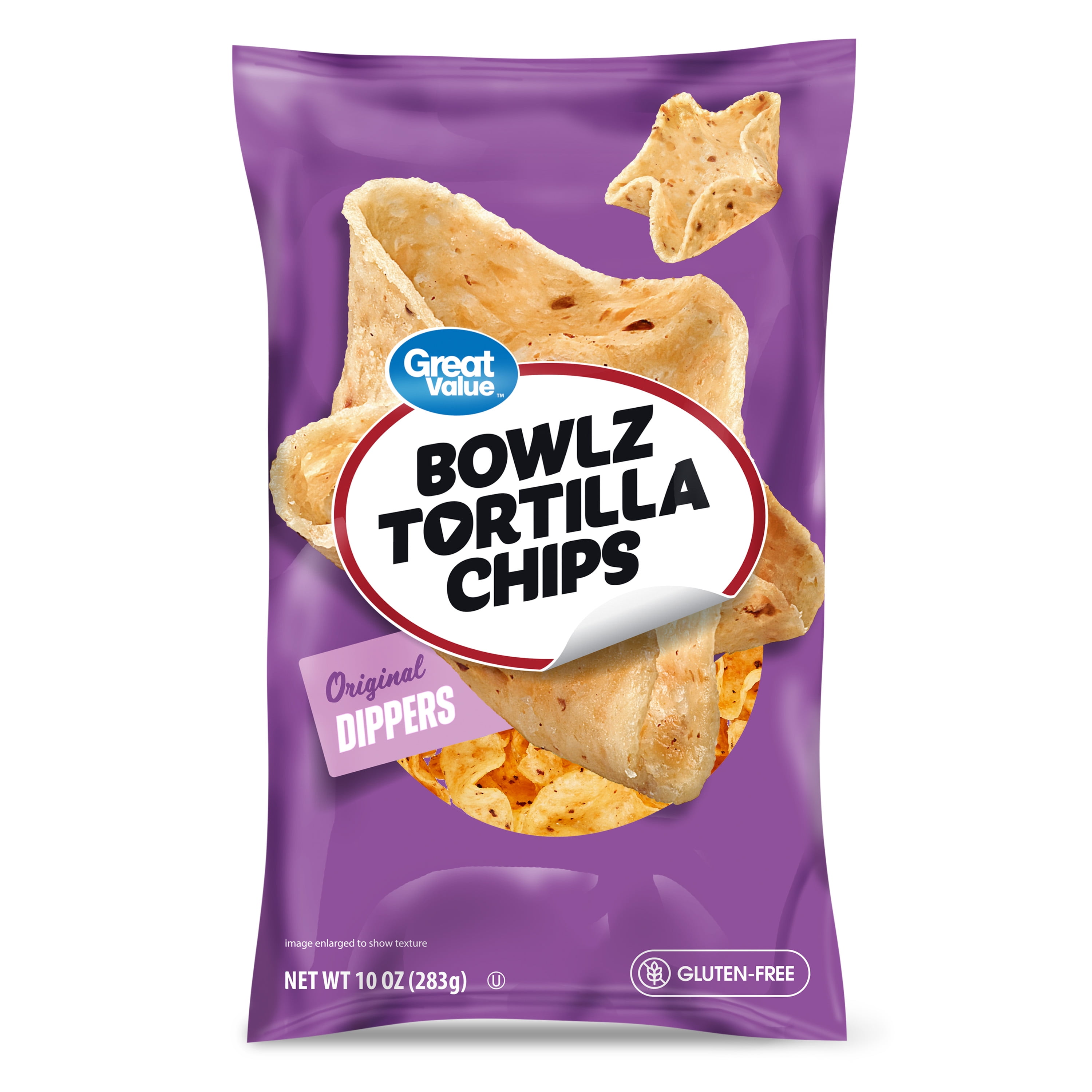(3 pack) Great Value Original Dippers Bowlz Tortilla Chips, 10 oz