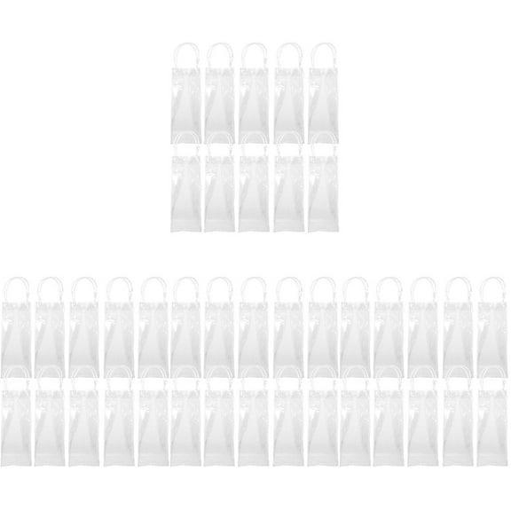 unbranded 40 PCS Reusable Transparent Bags PVC Wine Bottle Gift Wrap Bags with Handles