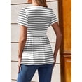 thumbnail image 2 of Weardear 3 Packs Womens Maternity Shirts Flying Short Sleeve V Neck T-Shirt Summer Empire Waist Pregnancy Tops, 2 of 6