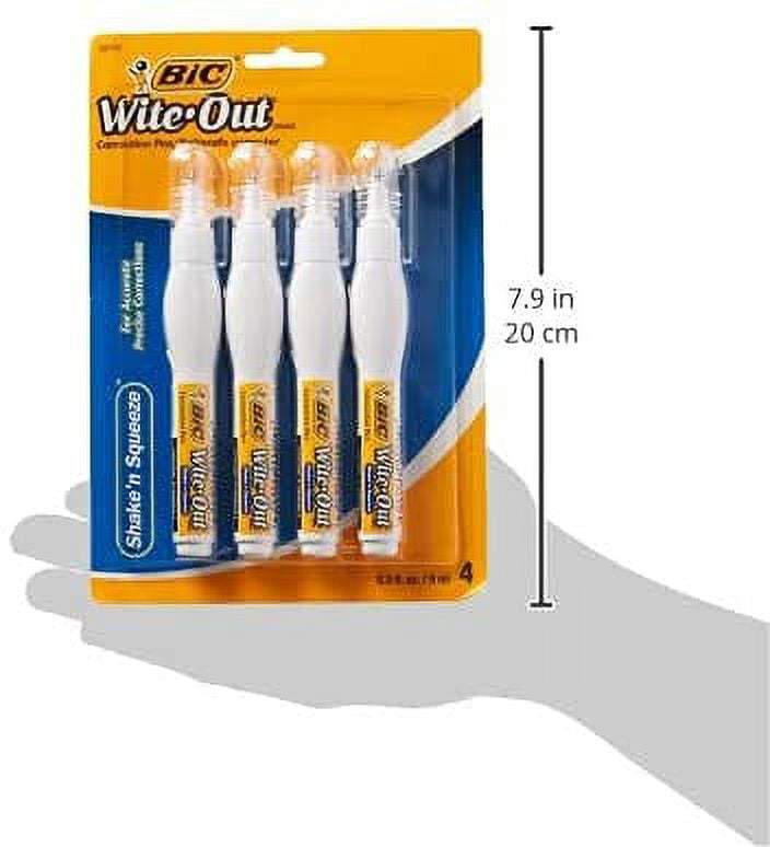 BIC Wite-Out Shake 'n Squeeze Correction Pen, 8 ml, White, 4 Count (WOSQPP418), 2 Pack