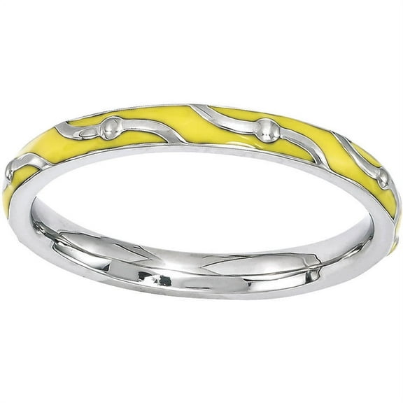 Sterling Silver Yellow Enamel Ring