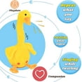 thumbnail image 4 of Dancing Duck Toy Repeats What You Say Talking Duckling Toy Wriggle Singing Mimicking Twisting Light Up Interactive Animated Toy Speaking Plush Gift for Kids, Yellow, 13'', 4 of 6