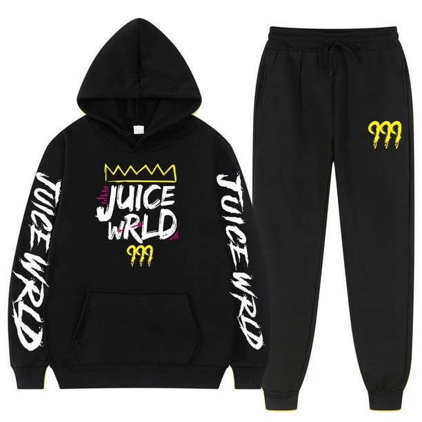 Nuevo rapero Juice Wrld mismo estilo sudadera traje suelto para hombres y mujeres Sudadera con capucha + pantalones de chándal