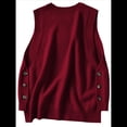 thumbnail image 4 of Suéter Sin Mangas de Cuello Redondo para Mujer, Jersey de Punto Acanalado, Chaleco Rojo S, 4 of 7