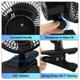 thumbnail image 5 of Comfort Zone Personal Clip or Desk Fan with Removable Base, Portable, Mini Bedroom Fan, 6 inch, 2 Speed, Strong Clamp, Firm Grip, Airflow 6.53 ft/sec, Ideal for Home, Bedroom, Dorm & Office, CZ6XMBK, 5 of 9