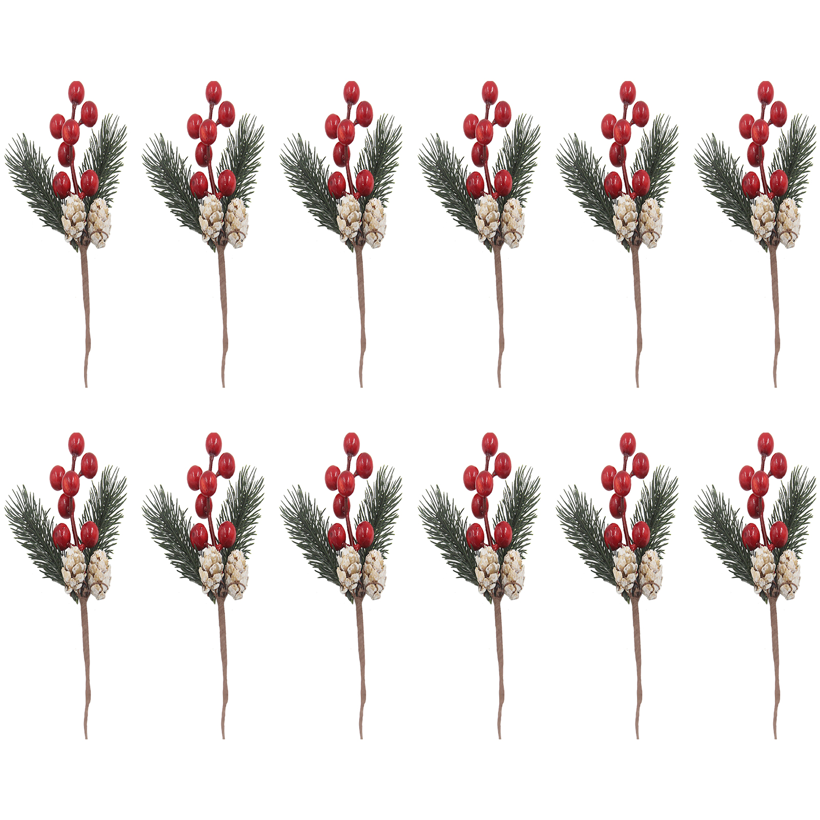 CreativeArrowy 12pcs Holly Branches Christmas Decoration Garland Material  Approximately 23cm In Length Gift Packing Plastic Pinecone Ornament -  Walmart.com