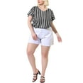 thumbnail image 2 of Agnes Orinda Women's Plus Size Tips Stripes Round Neck Short Sleeve Shirts Boho Summer Blouses, 2 of 6