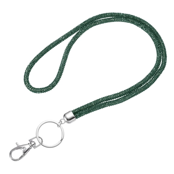 Bling Crystal Lanyard, 80cm(31.5") Phone Crossbody Strap with Metal Clasp & Keyring for Women ID Card, Dark Green