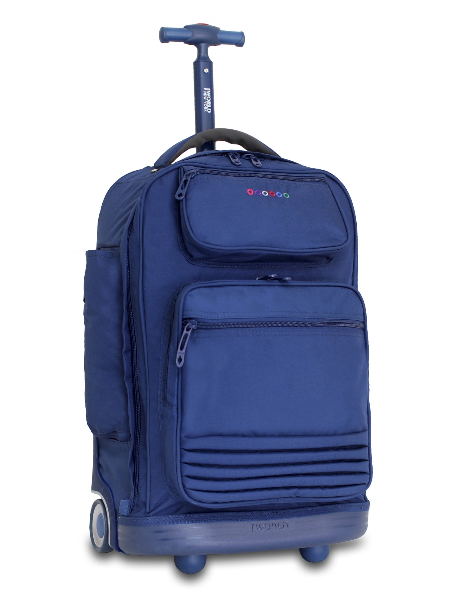 navy blue rolling backpack