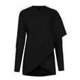 thumbnail image 6 of XFLWAM Women's Long Sleeve Hoodies Solid Color Asymmetric Hem Wrap Pullover Sweatshirt with Pocket Black M, 6 of 6