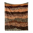 thumbnail image 1 of Vintage Soft Flannel Fleece Throw Blanket, Strikes Pattern in Brown Colors Curved Spiral Lines, Cozy Plush for Indoor and Outdoor Use, 70" x 90", Multicolor, by Ambesonne, 1 of 6