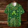thumbnail image 6 of UVEASISHA Mens St. Patrick's Day Hawaiian Shirts Short Sleeve Green Clover Printed Beach Shirt Lapel Collar Button Down Irish Shamrock Graphic Shirts Green#27 L, 6 of 9