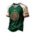 thumbnail image 2 of Mexico 2026 Soccer Cup Fan Jersey for Men, V-Neck Short Sleeve T-Shirt with Eagle & Vintage Totem Print, Breathable Casual Sports Tee Pullover Top, 1 PC Army Green L, 2 of 4