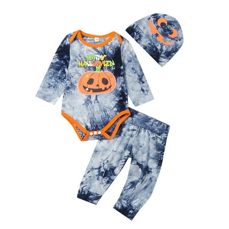 

Odeerbi Clearance Baby Boy Girl Clothes Baby Romper Newborn Infant Cosplay Tie-Dye Print Tops +Tie-Dye Pants+Hat Set