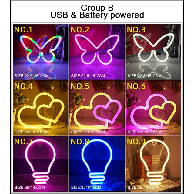 81 Styles LED USB Neon Sign Light Wall Hanging Neon Sign Hanging Lamp Fruit Shaped Tree Deer for Party Christmas Gift Room Home