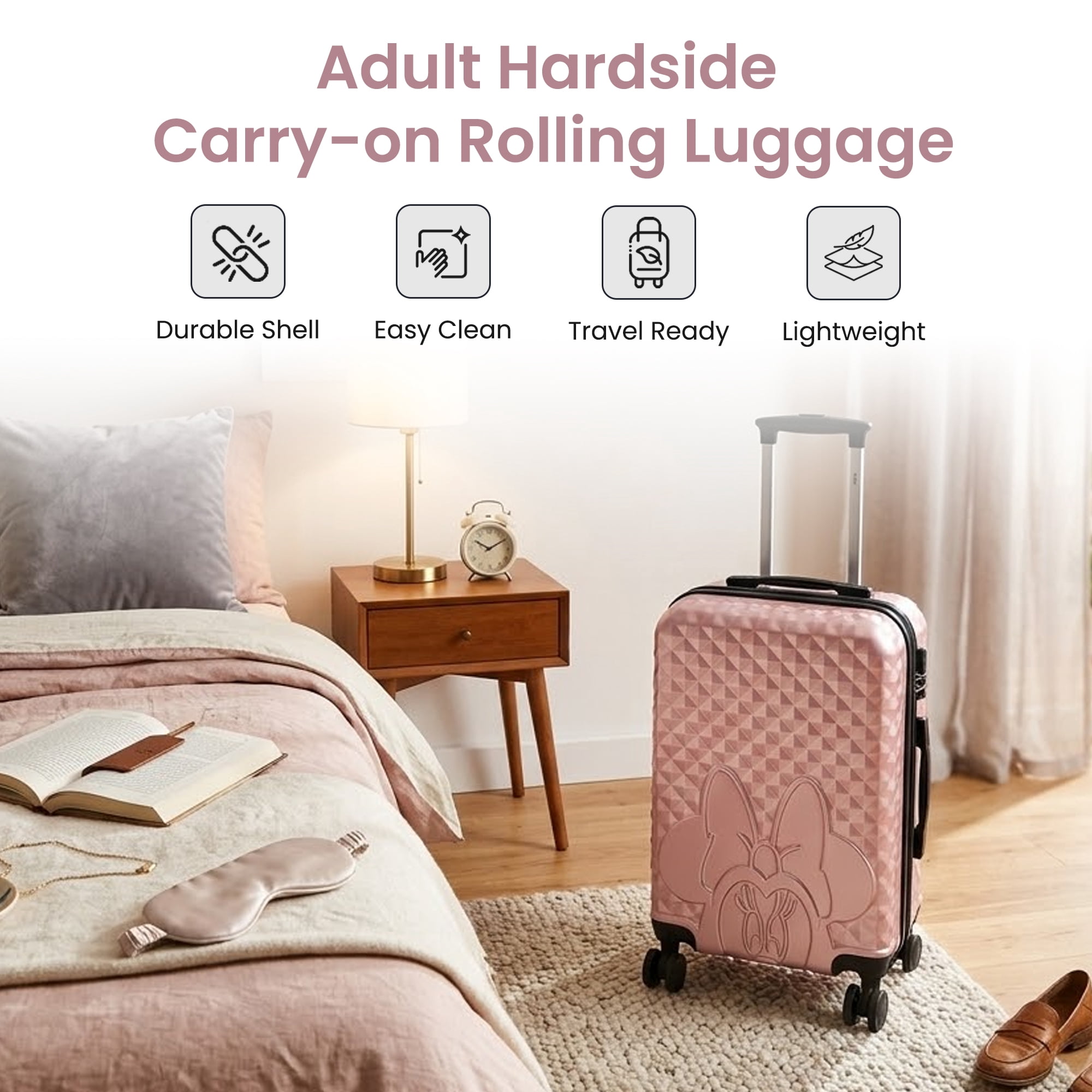 Minnie Mouse Classic Peek-a-Boo Minnie 3-Piece Rolling Luggage Set