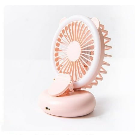 

Pack Handheld Mini Fan with Selfie Ring Light Portable USB Rechargeable Small Pocket Fan 3-Speed Battery Operated Clip Fan Folding Desktop Flashlight Women Outdoor Travel Personal Fan (Pink)