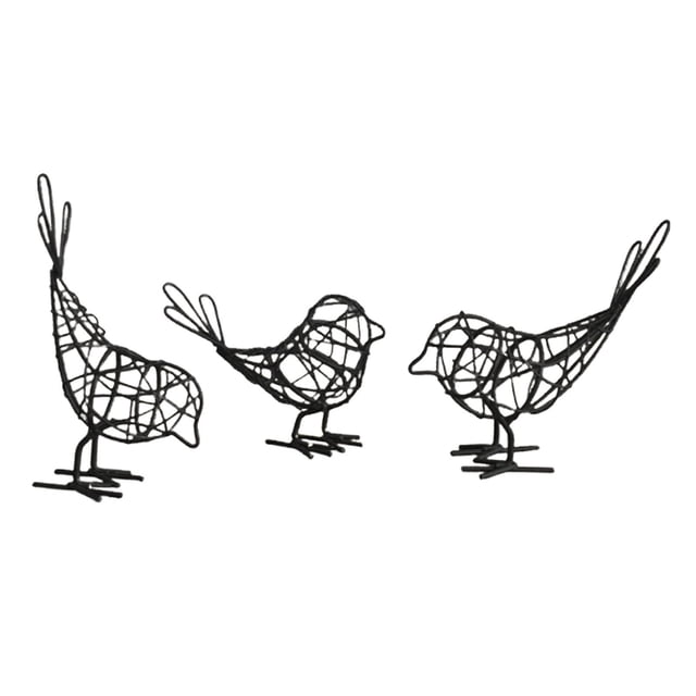 Estatua de pájaro, accesorios de decoración para el hogar, figura decorativa de hierro para la sala de estar. Negro