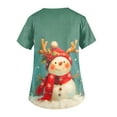 thumbnail image 4 of Garbnen Christmas Scrub Tops for Women Plus Size Stretchy Xmas Snowman Print Nurses Working Uniforms with Pocket V Neck Short Sleeve Scrub Tops Women Stretchy S-5XL, 4 of 5