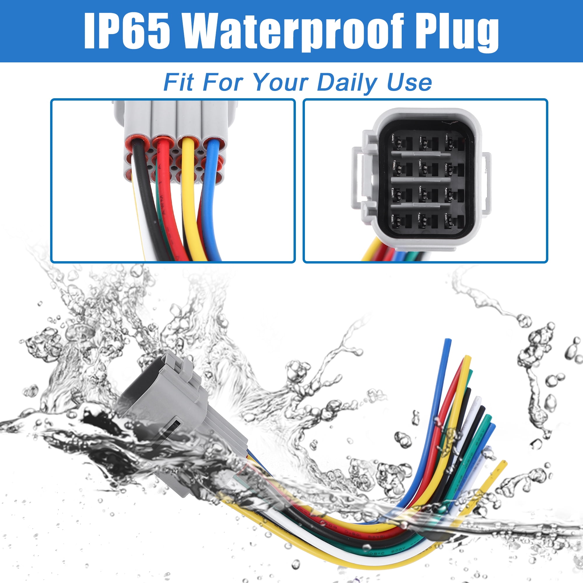 Unique Bargains 15cm Car 12 Pin Plug Connector Pigtail Cable 12 Way Wiring Harness
