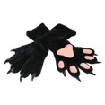 thumbnail image 4 of Byfri Black Plush Cat Claw Gloves, Cartoon Kitten Paw Full Finger Mittens for Themed Events, Black One Size 40x15cm, 4 of 7