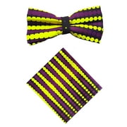 Purple and Yellow African Print Bow Tie and Pocket Square