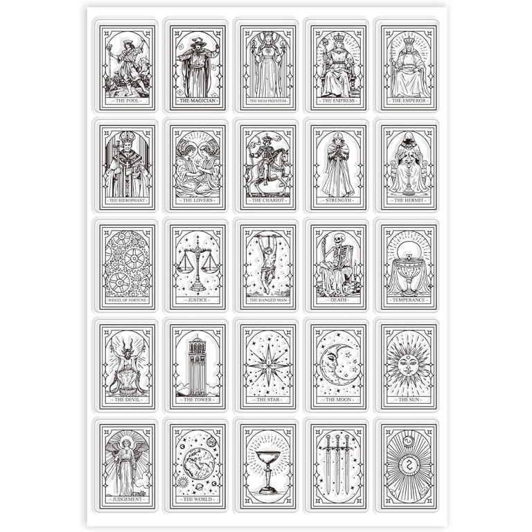 GLOBLELAND 4-Sheet Clear Tarot & Zodiac Stamp Set - Silicone Stamps For Card Making, Journaling, DIY