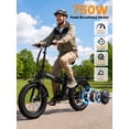 thumbnail image 5 of ESKUTE D300 Electric Bike for Adults, Folding Ebike with 750W Motor 20MPH, 48V 20.8Ah Removable Battery, 20"x4.0" Fat Tires, NFC Unlock,Blue with Phonebag & Lock, UL2849 Class 2, 5 of 7